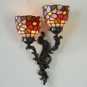 Rural Rustic Retro 2 Light Stained Glass Wall light