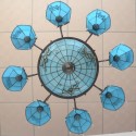 Blue Mediterranean Style 8+1 Light Chandelier Stained Glass Chandelier