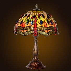 12 Inch Dragonfly Stained Glass Table Lamp