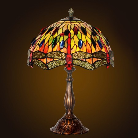 12 Inch Dragonfly Stained Glass Table Lamp