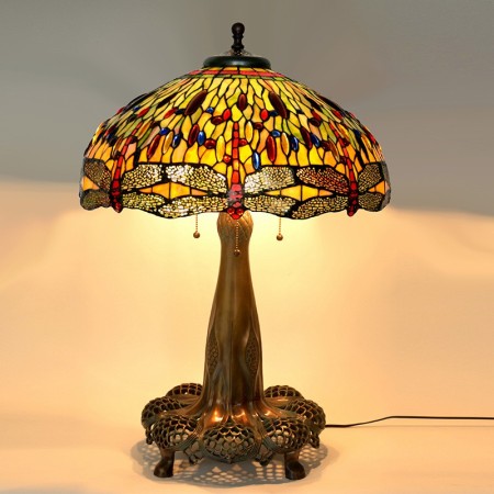 20 Inch Dragonfly Stained Glass Table Lamp