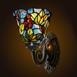 7 Inch Rural 1 Light Grape Stained Glass Wall light