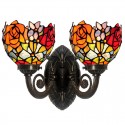 2 Light Rose Stained Glass Wall light