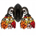 2 Light Rose Stained Glass Wall light