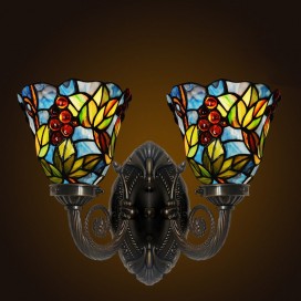 2 Light Grape Stained Glass Wall light