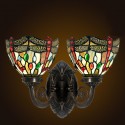 Retro 2 Light Dragonfly Stained Glass Wall light