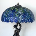 20 Inch Retro Blue Wisteria Stained Glass Table Lamp