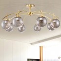 8 Light Retro Rustic Luxury Brass Chandelier with Glass Shade