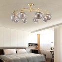 8 Light Retro Rustic Luxury Brass Chandelier with Glass Shade