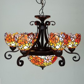 Rural Rose Stained Glass Table Lamp