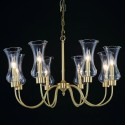 8 Light Retro Rustic Luxury Brass Chandelier with Glass Shade