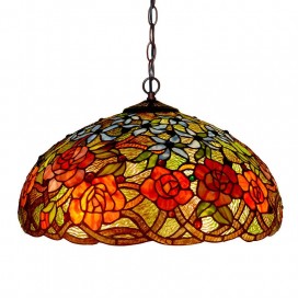 18 Inch Rose Stained Glass Pendant Light