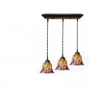 3 Light Magnolia Flower Chandelier Stained Glass Chandelier