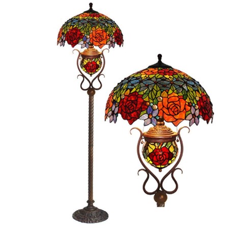 18 Inch Rose Stained Glass Floor Lamp