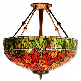 20 Inch Rural Rustic Stained Glass Pendant Light