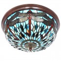 16 Inch Round Stained Glass Flush Mount