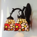 Rural Retro 2 Light Stained Glass Wall light