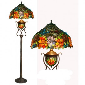 17 Inch Butterfly Rose Stained Glass Floor Lamp