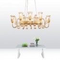 8 Light Retro Rustic Luxury Aluminum Alloy Chandelier with Glass Shade