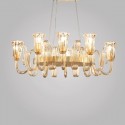 8 Light Retro Rustic Luxury Aluminum Alloy Chandelier with Glass Shade