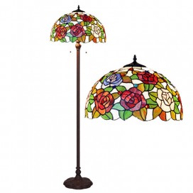 16 Inch Rose Stained Glass Floor Lamp