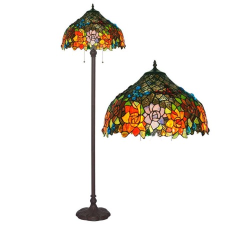 17 Inch Butterfly Rose Stained Glass Floor Lamp