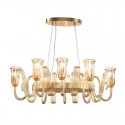 8 Light Retro Rustic Luxury Aluminum Alloy Chandelier with Glass Shade