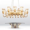 8 Light Retro Rustic Luxury Aluminum Alloy Chandelier with Glass Shade