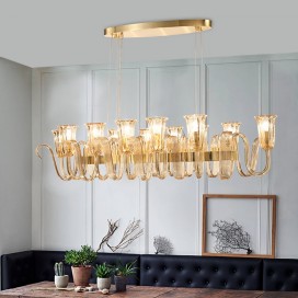 12 Light Retro Rustic Luxury Aluminum Alloy Chandelier with Glass Shade