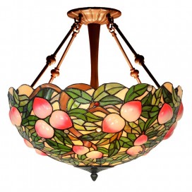 20 Inch Peach Stained Glass Pendant Light