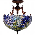 16 Inch Retro Wisteria Stained Glass Pendant Light