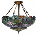20 Inch Dragonfly Lotus Stained Glass Pendant Light