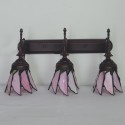 Rustic Rural Pink 3 Light Stained Glass Wall light