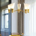 5 Light Retro Rustic Luxury Brass Chandelier with Glass Shade