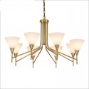 8 Light Retro Rustic Luxury Brass Chandelier with Glass Shade