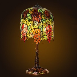 13 Inch Grape Stained Glass Table Lamp