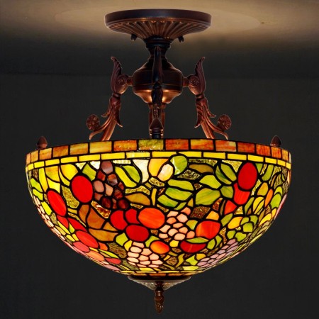 16 Inch Rural Chandelier Stained Glass Chandelier