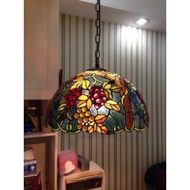 12 Inch Grape Stained Glass Pendant Light