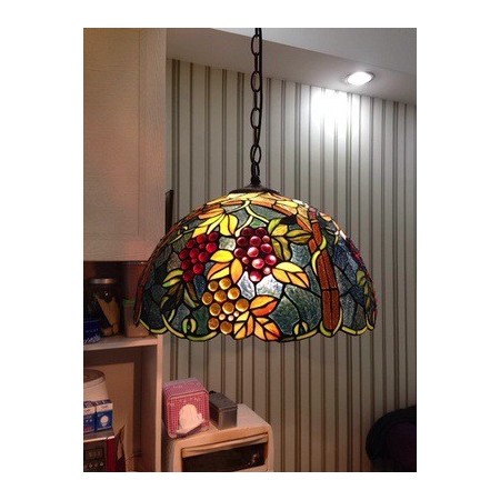 12 Inch Grape Stained Glass Pendant Light