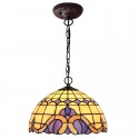 12 Inch Mediterranean Style Stained Glass Pendant Light