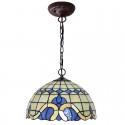 12 Inch Mediterranean Style Stained Glass Pendant Light