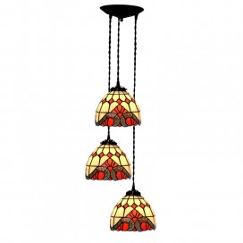 7 Inch Baroque 3 Light Stained Glass Pendant Light