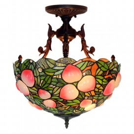 16 Inch Peach Chandelier Stained Glass Chandelier