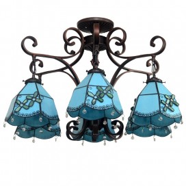 Mediterranean Style 6 Light Chandelier Stained Glass Chandelier