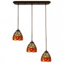 6 Inch Rural 3 Light Stained Glass Pendant Light