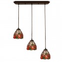6 Inch Rural 3 Light Stained Glass Pendant Light