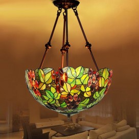 16 Inch Retro Grape Stained Glass Pendant Light