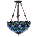 16 Inch Blue Tulip Stained Glass Pendant Light