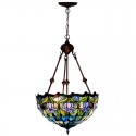16 Inch Blue Tulip Stained Glass Pendant Light