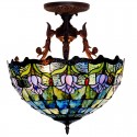 16 Inch Tulip Round Stained Glass Pendant Light